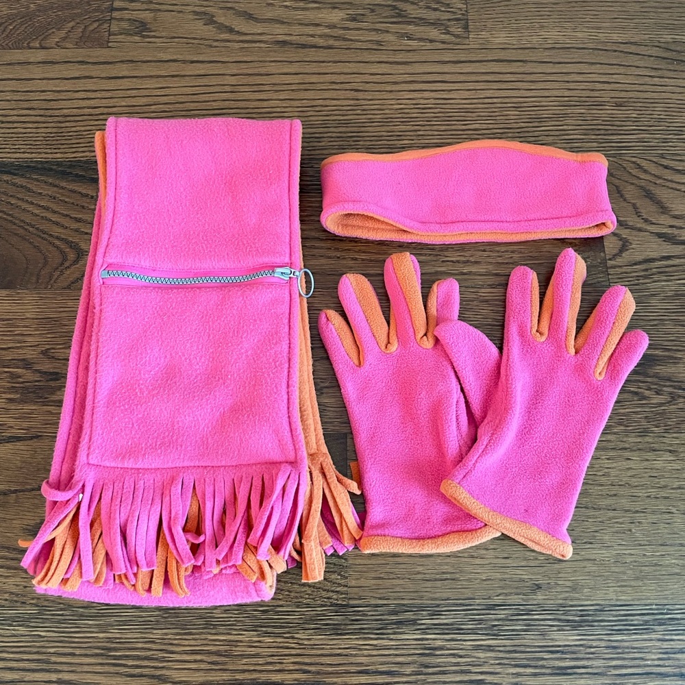Scarf, gloves, and ear muff set